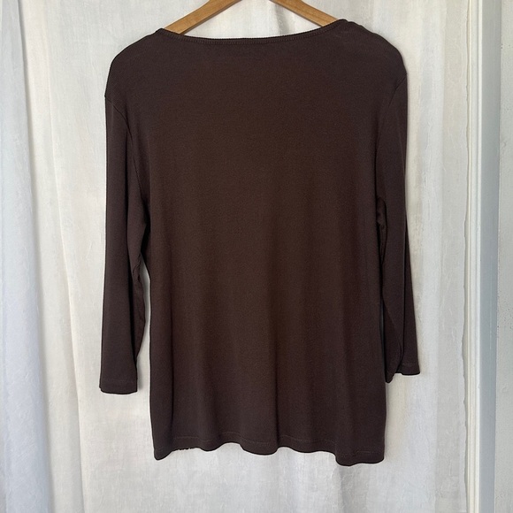 3/$20💥 Liz Claiborne Mixed Media Animal Print & Lace Stretchy V- Neck Blouse‎ - Picture 3 of 16